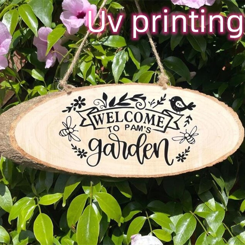 Plaque de jardin personnalisée en bois – Panneau suspendu personnalisé pour un charme extérieur