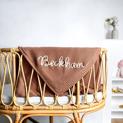 Soft Cotton Baby Blanket – Personalized with Name & Optional Hand-Sewn Accents