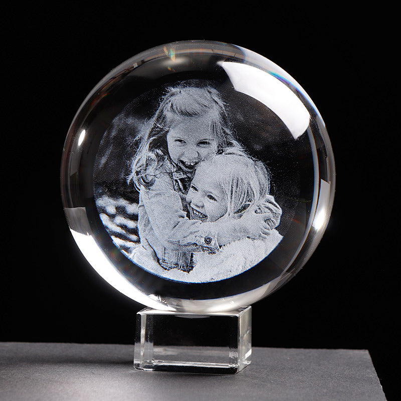 Personalisiertes rundes Foto aus geätztem Glas