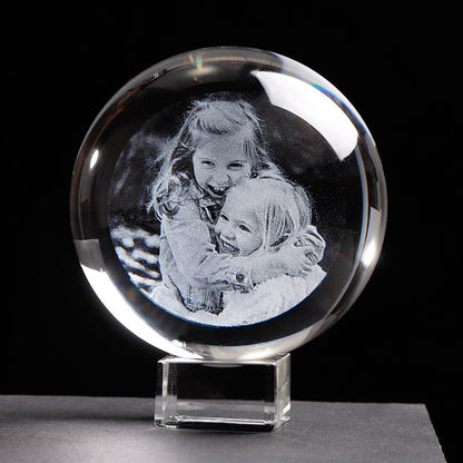 Personalisiertes rundes Foto aus geätztem Glas