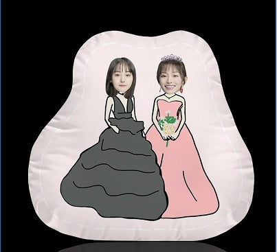 Coussin personnalisé à l'effigie de votre visage de dessin animé – Amis en poses amusantes