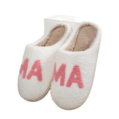 Warm And Cozy MAMA Plush Cotton Slippers Thick Non-Slip Sole