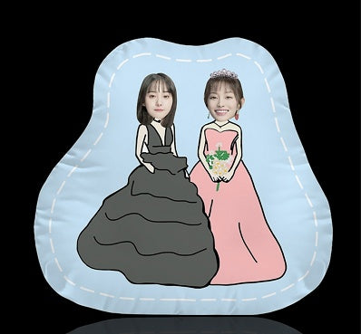 Coussin personnalisé à l'effigie de votre visage de dessin animé – Amis en poses amusantes