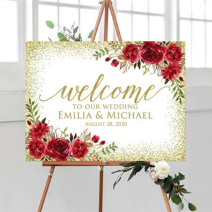 Panneau de bienvenue personnalisé pour événements – Élégant tableau floral pour des entrées mémorables