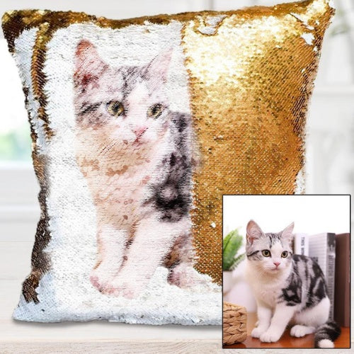Personalisiertes Pailletten-Wurfkissen – Versteckte Fotoüberraschung