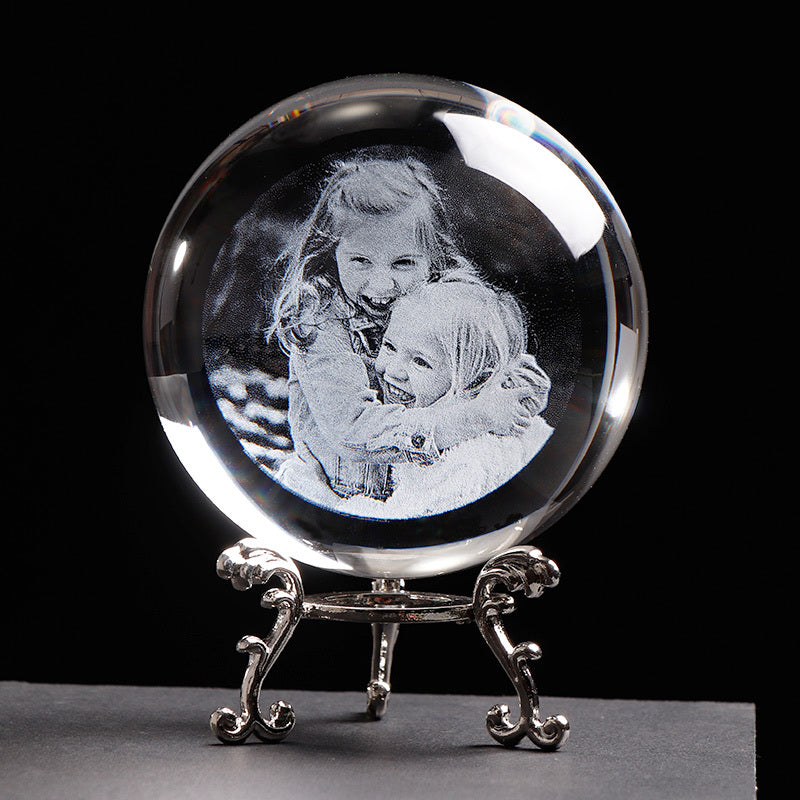 Personalisiertes rundes Foto aus geätztem Glas