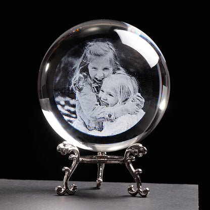 Personalisiertes rundes Foto aus geätztem Glas