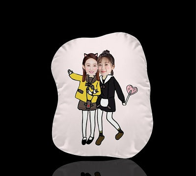 Coussin personnalisé à l'effigie de votre visage de dessin animé – Amis en poses amusantes