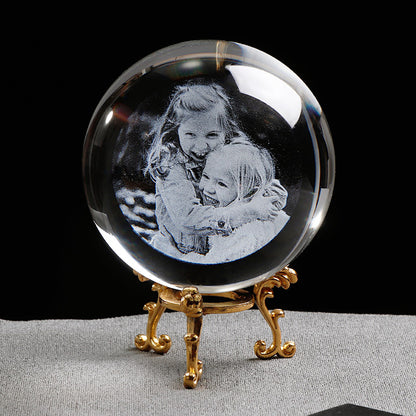 Personalisiertes rundes Foto aus geätztem Glas