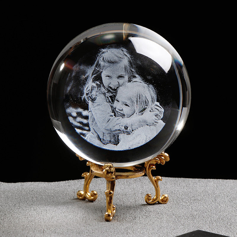 Personalisiertes rundes Foto aus geätztem Glas