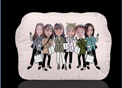 Coussin personnalisé à l'effigie de votre visage de dessin animé – Amis en poses amusantes