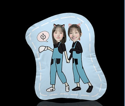 Coussin personnalisé à l'effigie de votre visage de dessin animé – Amis en poses amusantes