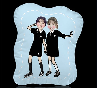 Coussin personnalisé à l'effigie de votre visage de dessin animé – Amis en poses amusantes