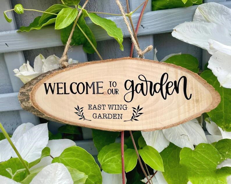 Custom Wooden Garden Plaque – Personalized Hanging Sign for Outdoor Charm