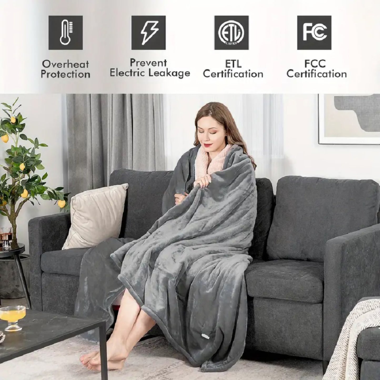 Heated Flannel Blanket – Dual Zone Comfort, 10 Heat Settings