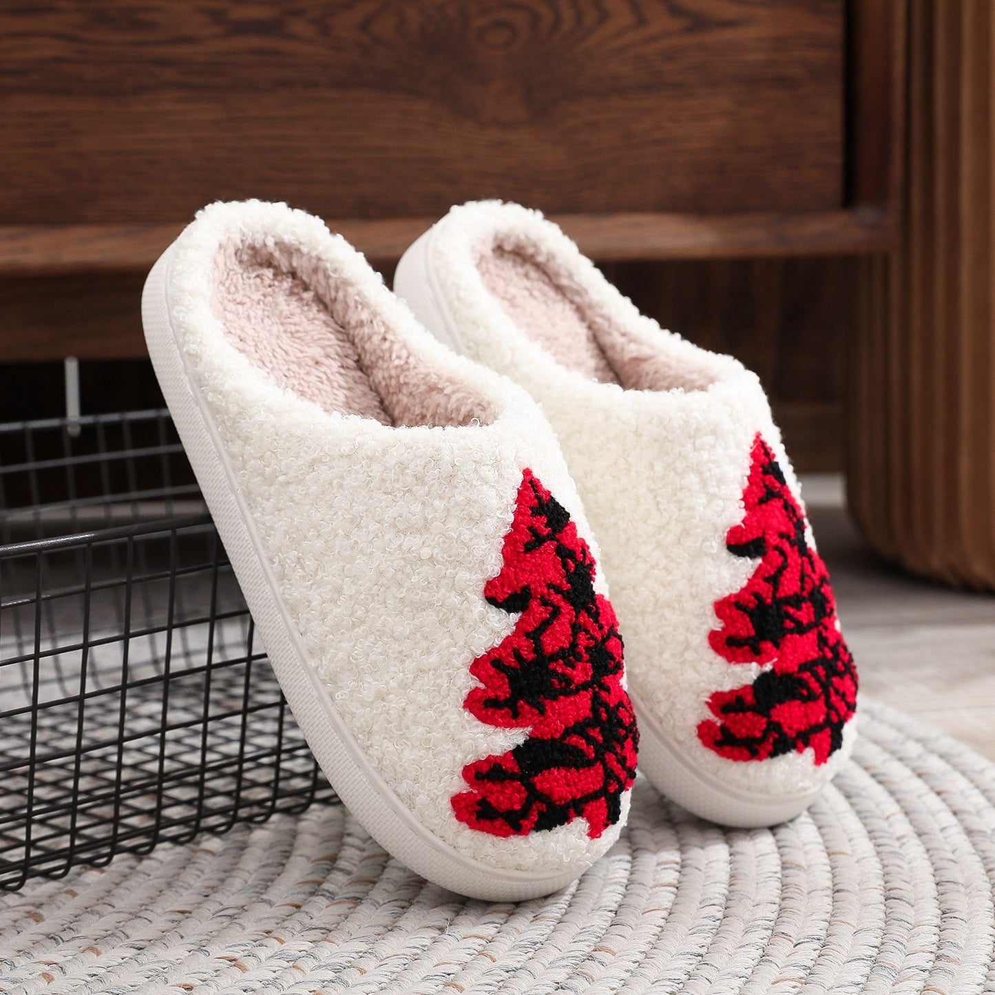 Christmas Tree Fuzzy Slippers – Cozy Holiday Comfort with US Size Guide