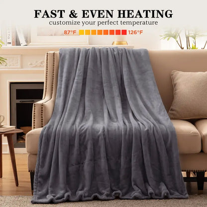 Heated Flannel Blanket – Dual Zone Comfort, 10 Heat Settings
