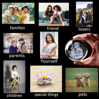 Personalisiertes rundes Foto aus geätztem Glas