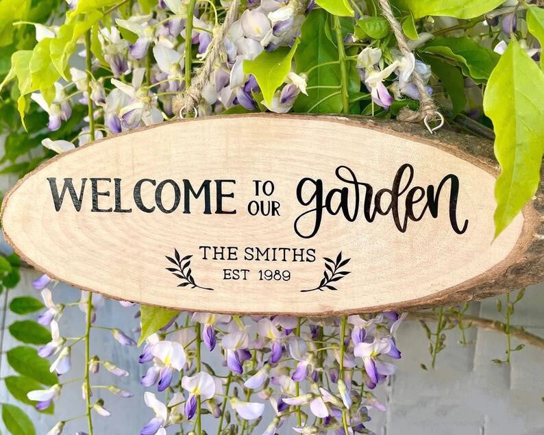 Custom Wooden Garden Plaque – Personalized Hanging Sign for Outdoor Charm