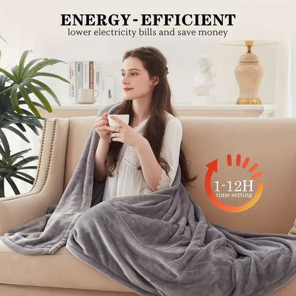 Heated Flannel Blanket – Dual Zone Comfort, 10 Heat Settings