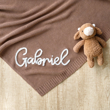 Soft Cotton Baby Blanket – Personalized with Name & Optional Hand-Sewn Accents