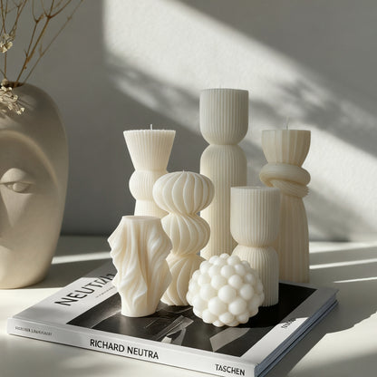 White Aromatherapy Geometric Shapes Candle