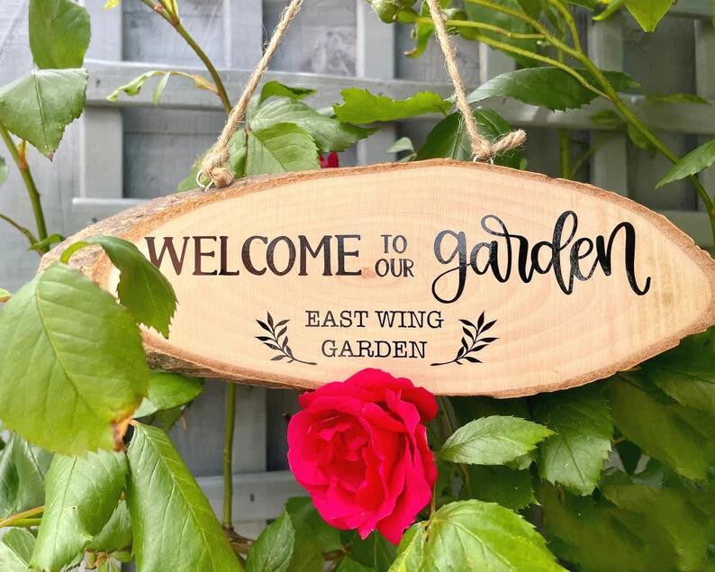Custom Wooden Garden Plaque – Personalized Hanging Sign for Outdoor Charm