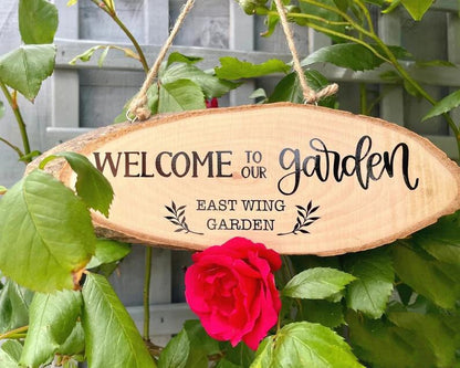 Custom Wooden Garden Plaque – Personalized Hanging Sign for Outdoor Charm