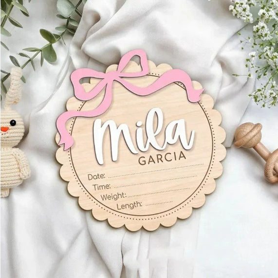 Wooden Baby Welcome Sign – Personalized Nursery Decor in Two Sizes